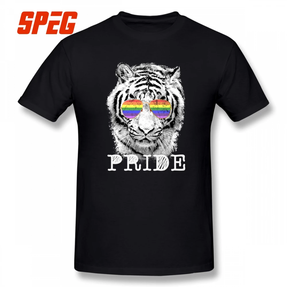 En Ligne LGBT Tiger arc en ciel lunettes Gay Pride T Shirts pur coton hommes T Shirts Hip Hop à manches courtes t shirt chemise de grande taille