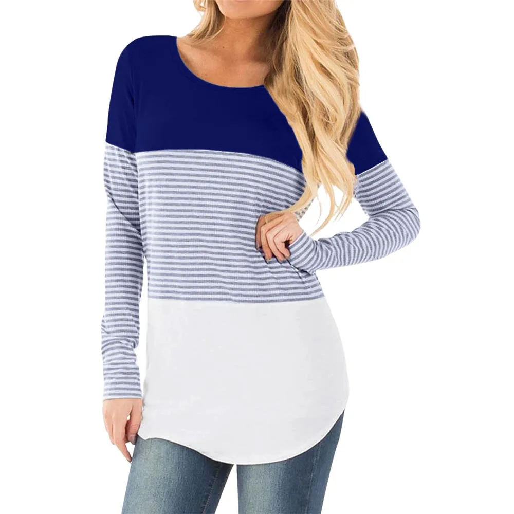 

LONSANT Maternity Blouse Women Striped Patchwork Blouse Women Mom Pregnant Nursing Baby Maternity Long Sleeved Clothes
