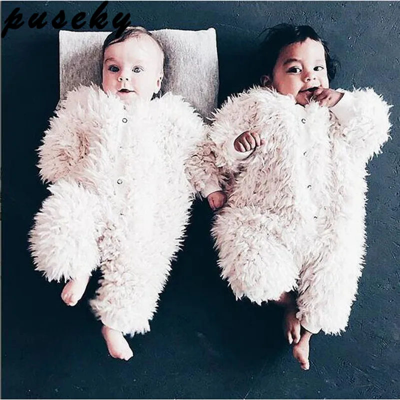 

Puseky Baby Romper Boys Girls Fall Winter clothes Baby Warm Fleece Rompers Thickening Coveralls Baby Romper Newborn Jumpsuits