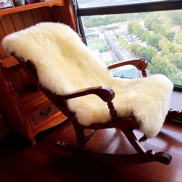 Натуральной овчины Подушка для кресла лохматый овечьем меху крышка диван для домашнего декора кровать слайд коврик Меховой Подушке коврик