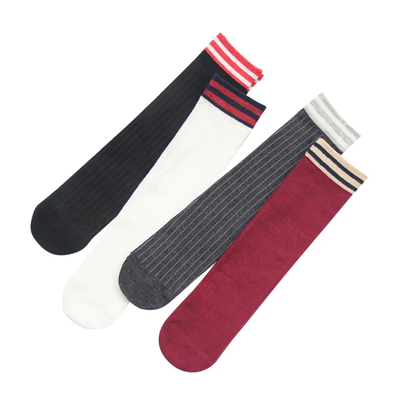 

IOLPR harajuku Casual fashion pile socks breathable sweat comfort socks female cotton two bars striped socks in the tube