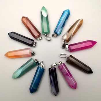 

fashion Natural stone agates mixed Necklace Pendants for Jewelry making Charm accessories 12PCS wholesale