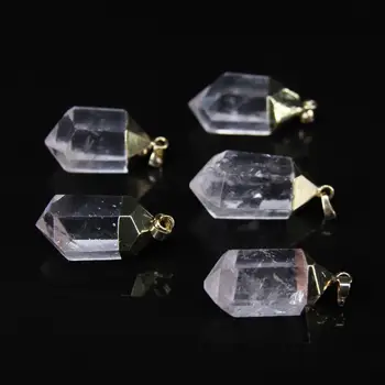 

5pcs,Natural Clear Crystal Faceted slice Nugget Pendants,Raw Rock Crystal Cut Stick points,Quartz Gems Pendants Jewelry