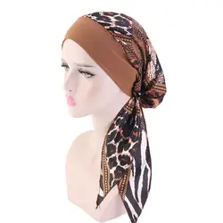 Для женщин печати тюрбан модные эластичные длинный хвост кос Headwrap удобные Кепка chemo