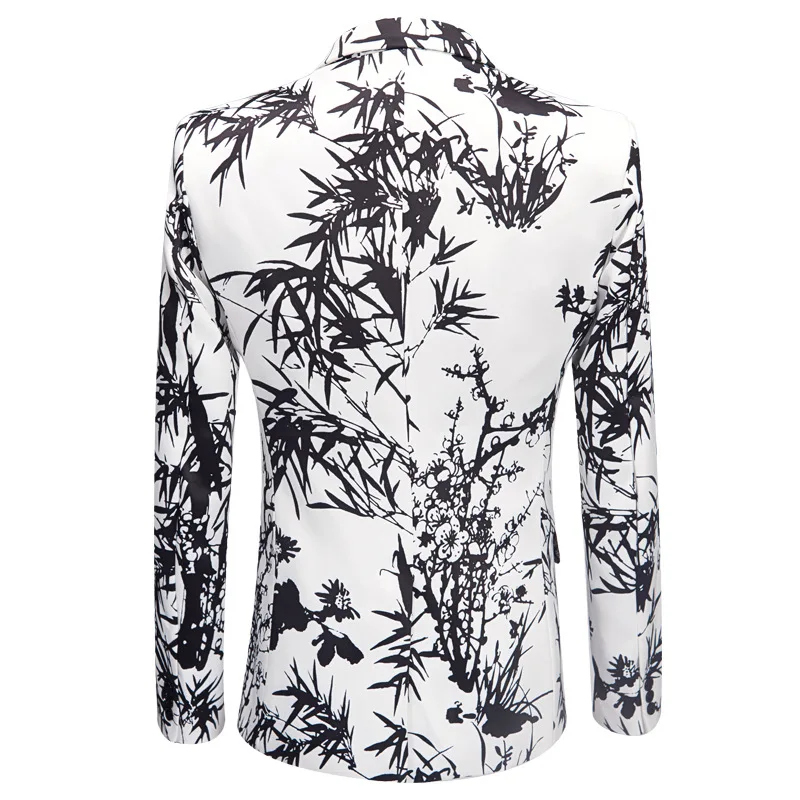 YUNCLOS 2019 Floral Printed Men's Slim Fit Suits 2 Pieces Jacket & Pant Wedding Party Suits One Button Single Breasted Men Suits