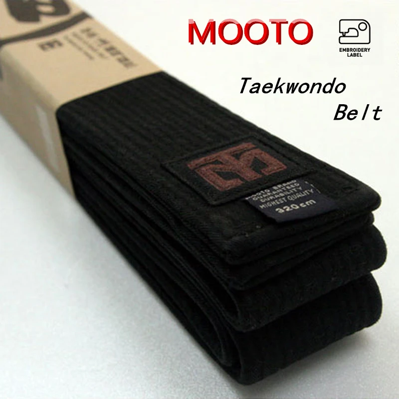 MOOTO high quality Taekwondo black belt WTF ITF 3m belt embroidery name