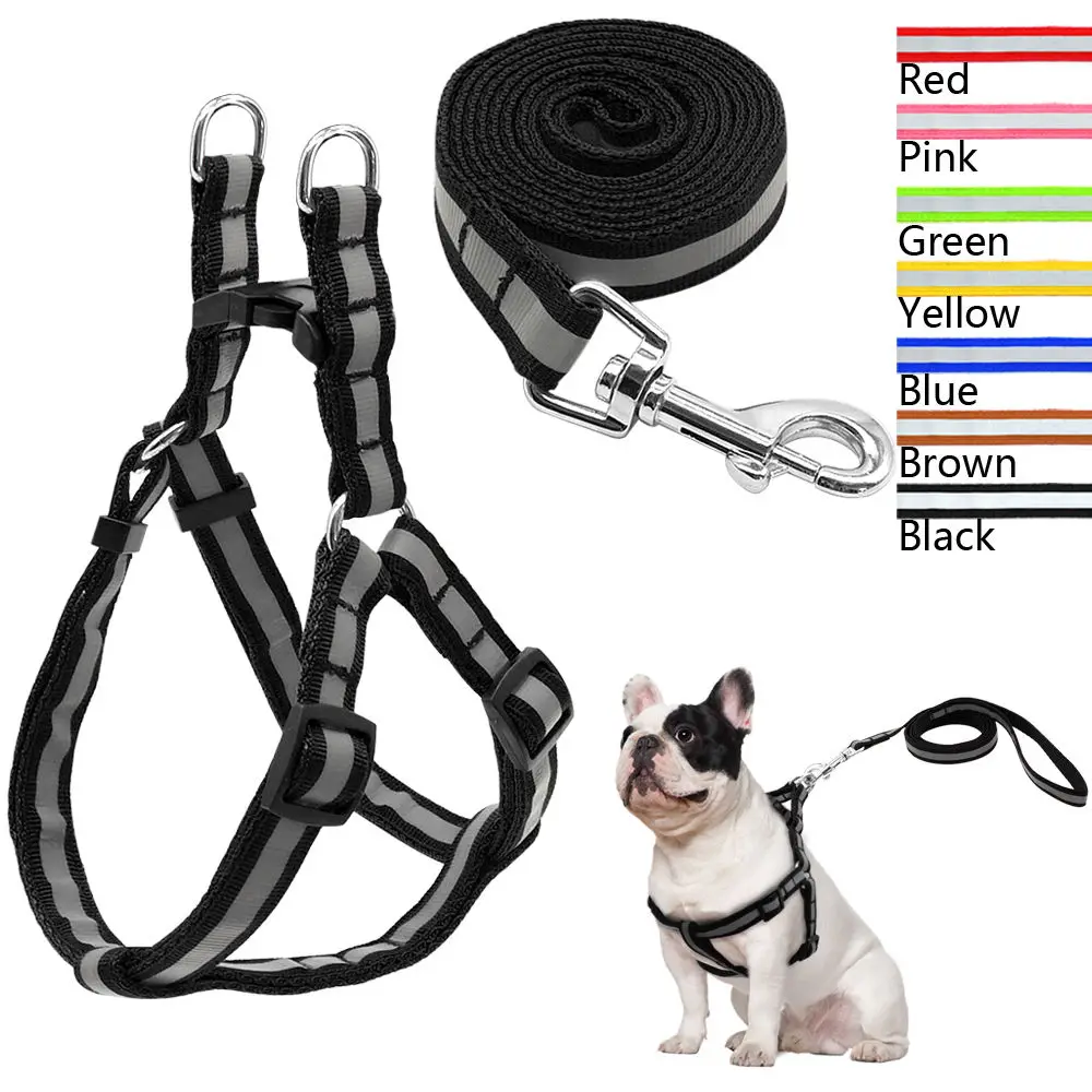 7 Colors Nylon Reflective Dog Harness Leash Lead Set For Small Medium Dogs Puppy Chihuahua Yorkie S M | Дом и сад