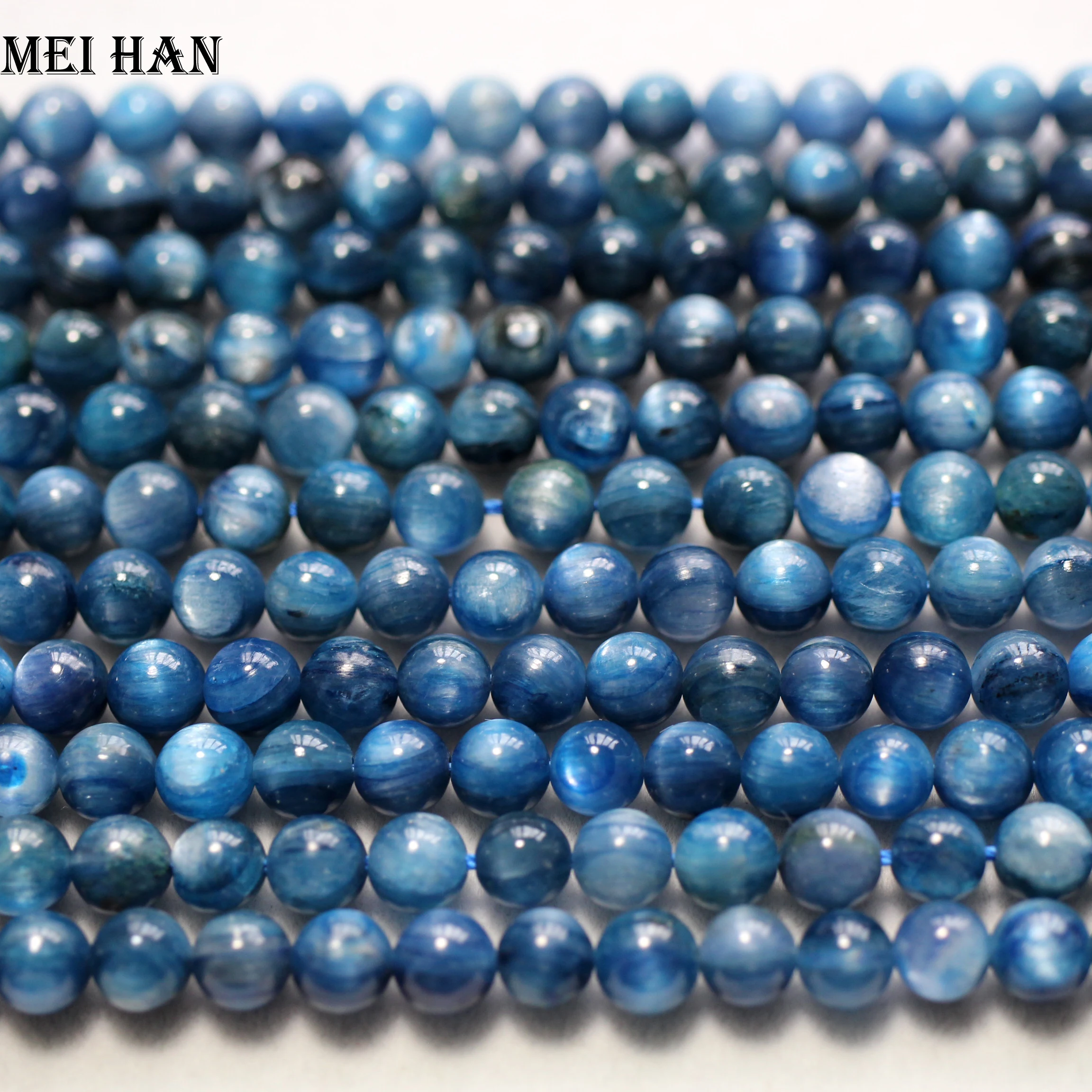 

Meihan Free shipping (60beads/set/26g) 6mm+-0.2 blue kyanite smooth round stone beads for jewelry diy making