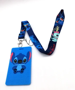 

New 10pcs cartoon stitch Credit Card Holders Bank Card Neck Strap Card Bus ID holders Identity badge with lanyard key chains G4
