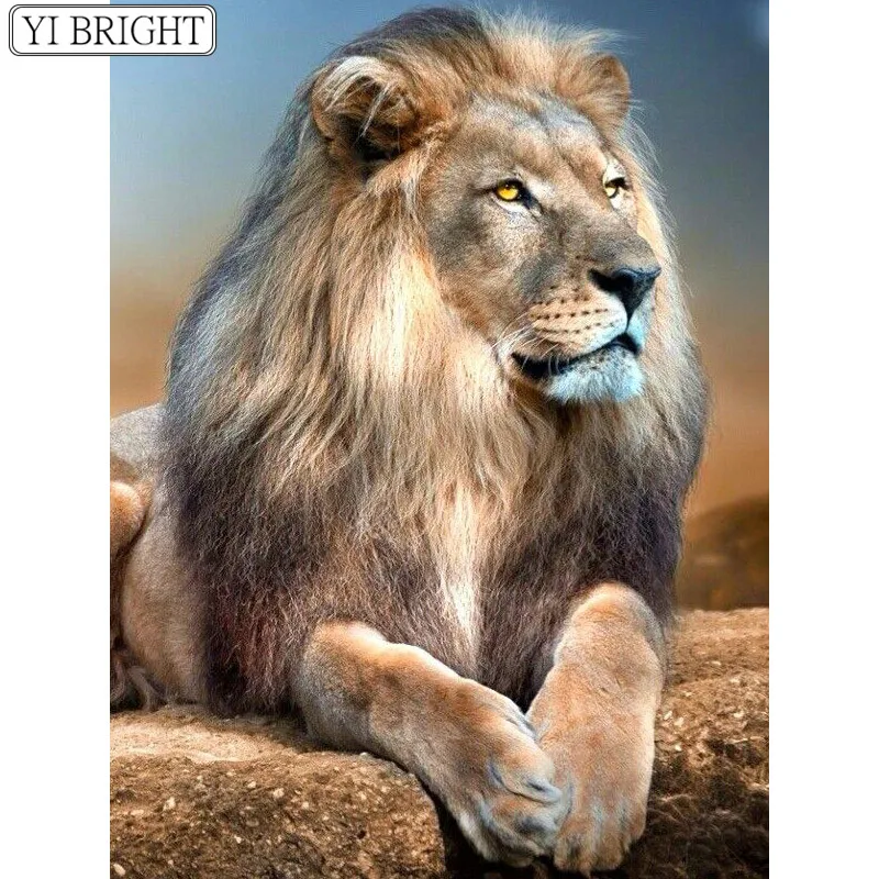 

5D DIY Full Square Diamond Painting Cross Stitch Lion on the stone 3D Diamond Embroidery Rhinestone Mosaic Home Decoration