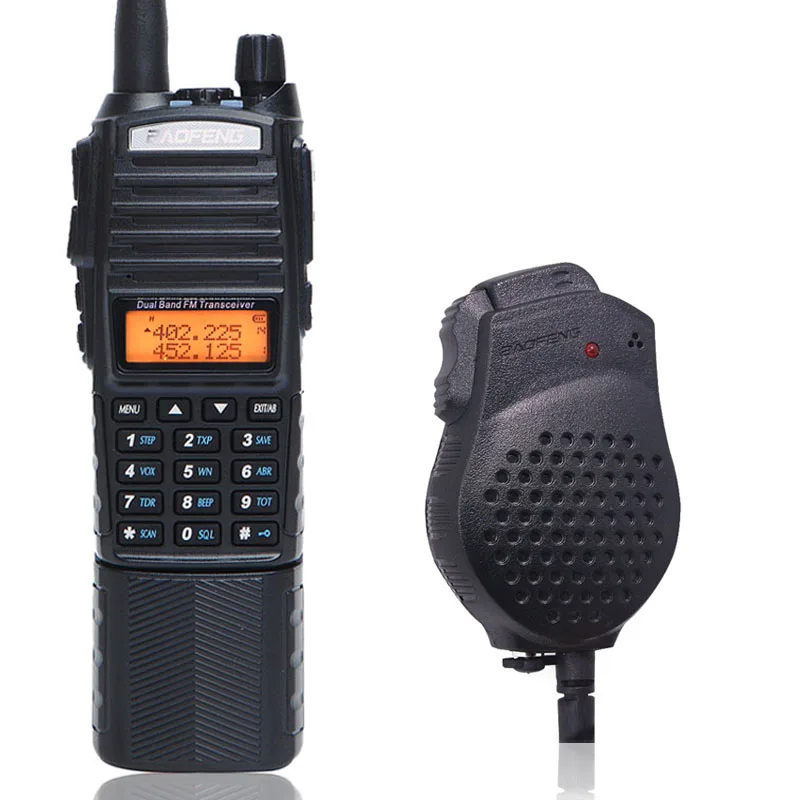 Baofeng UV-82 Plus, 8 Вт, высокая мощность, 3800 мА/ч, батарея с разъемом постоянного тока, портативная рация, радиосвязь, радиосвязь - Цвет: add speaker mic