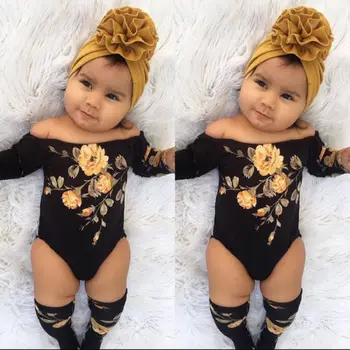 

2PCS Newborn Baby Girl Off Shoulder Flower Romper+Leg Warmers Outfits Clothes