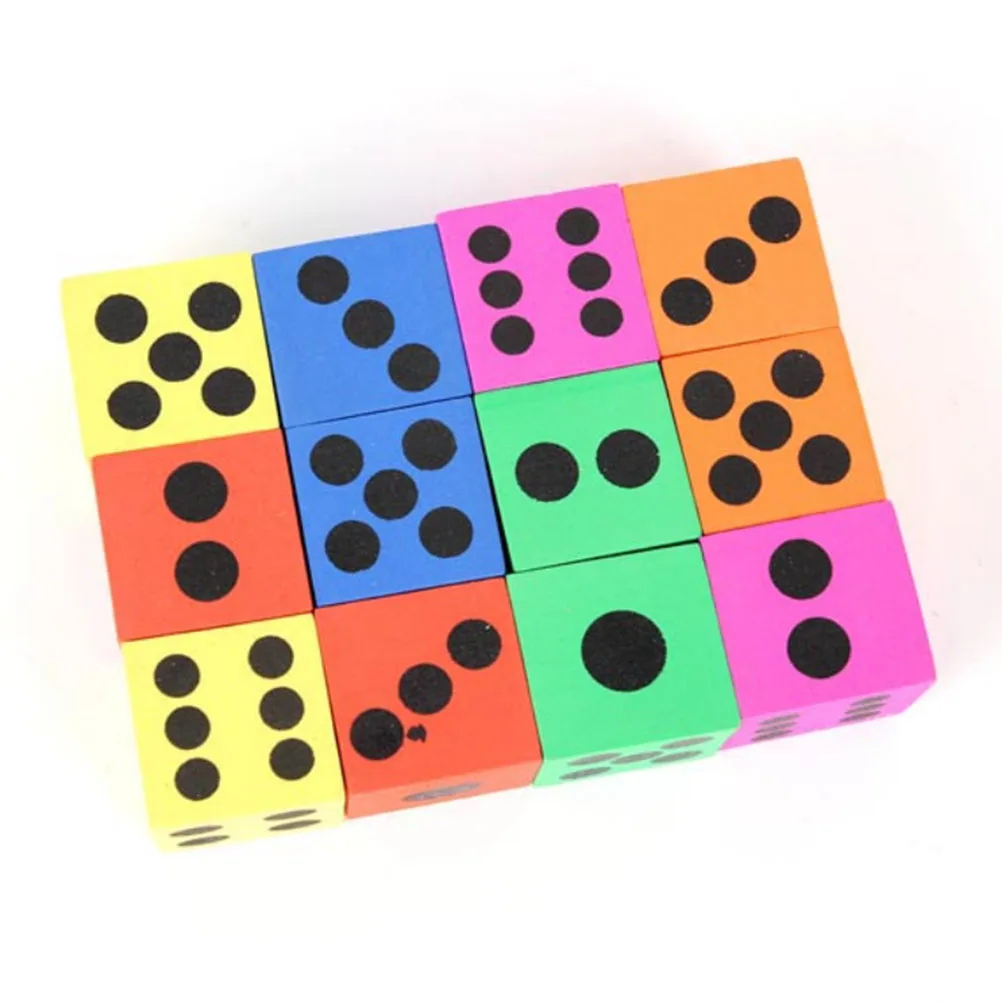 

12pcs New Specialty Giant EVA Foam Children Big Foam Playing Dice Block Party Toy Game Prize for Children (Random Color)
