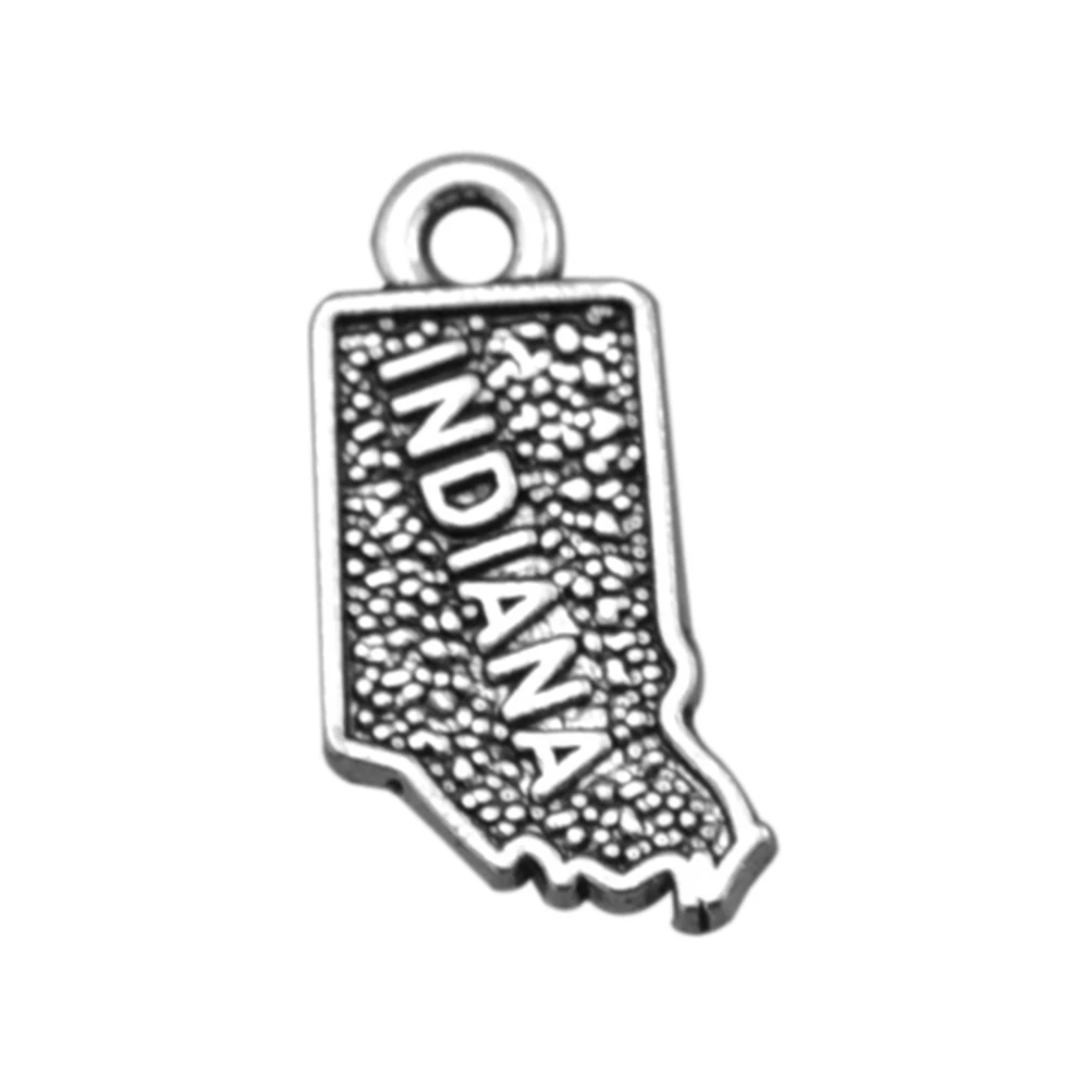 

my shape 30pcs Hot Selling Personalized Gift Making INDIANA Map Charm