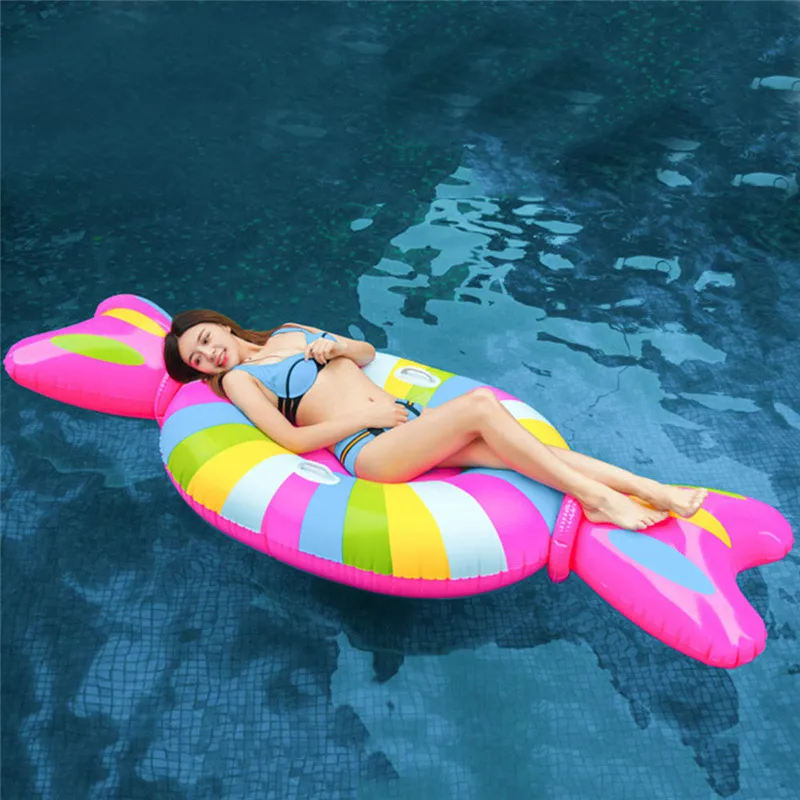 

Large Inflatable Candy Floating Row Lounge Pool Floating Bed, Outdoor Swimming Pool Float Rafts Summer Party Floatie Lounge Toy