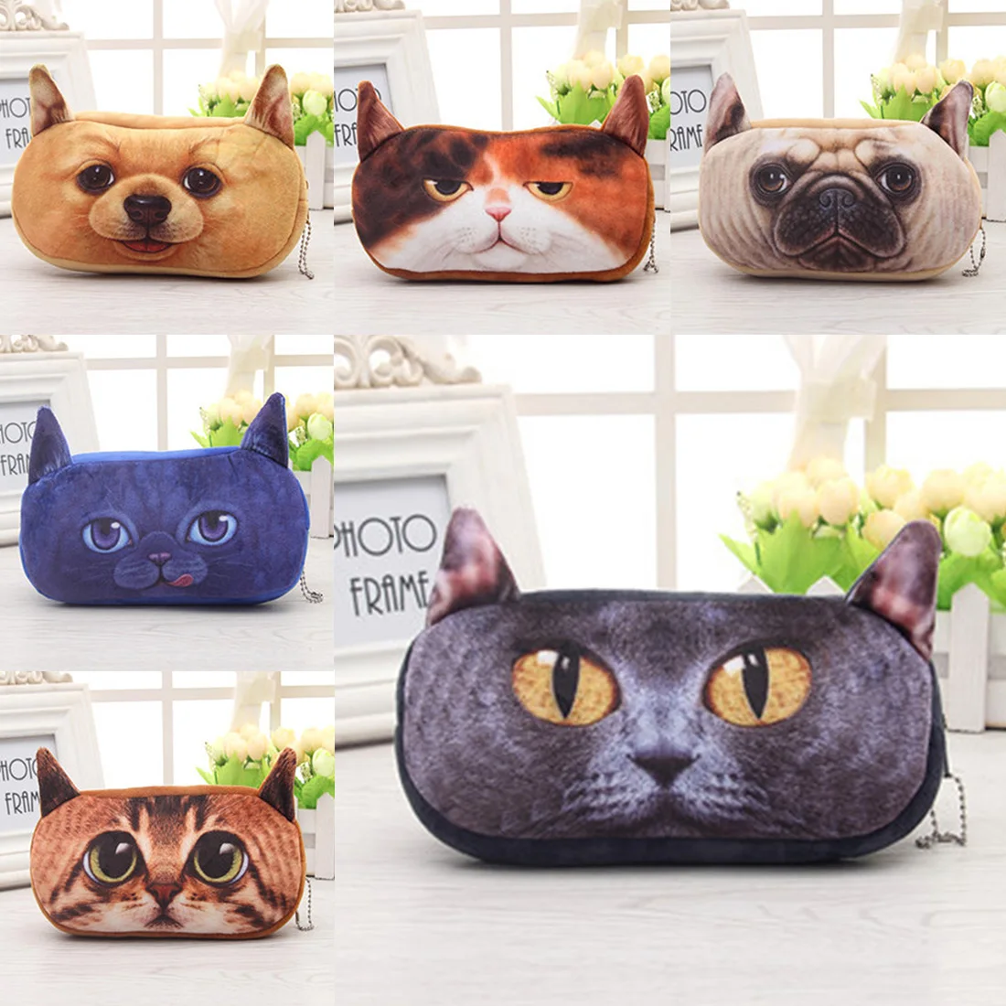 

Lovely 3D Pencil Case Novelty Animal flannel School Supplies Stationery Gift Creative Pencil Box Pencil Bag