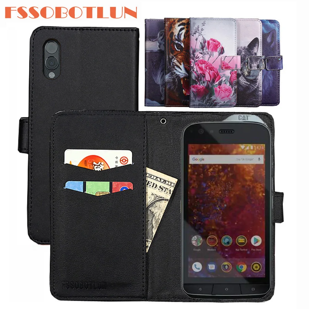 

FSSOBOTLUN For Caterpillar Cat S61 Case PU Leather Retro Flip Cover Shell Magnetic Fashion Wallet Cases Kickstand Strap Shell