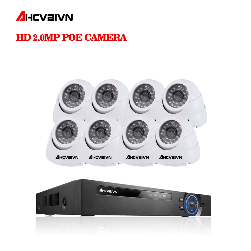 

1080P HDMI POE NVR CCTV System 2MP indoor Dome IP Camera P2P Onvif Security Surveillance Kit Hard Disk optional