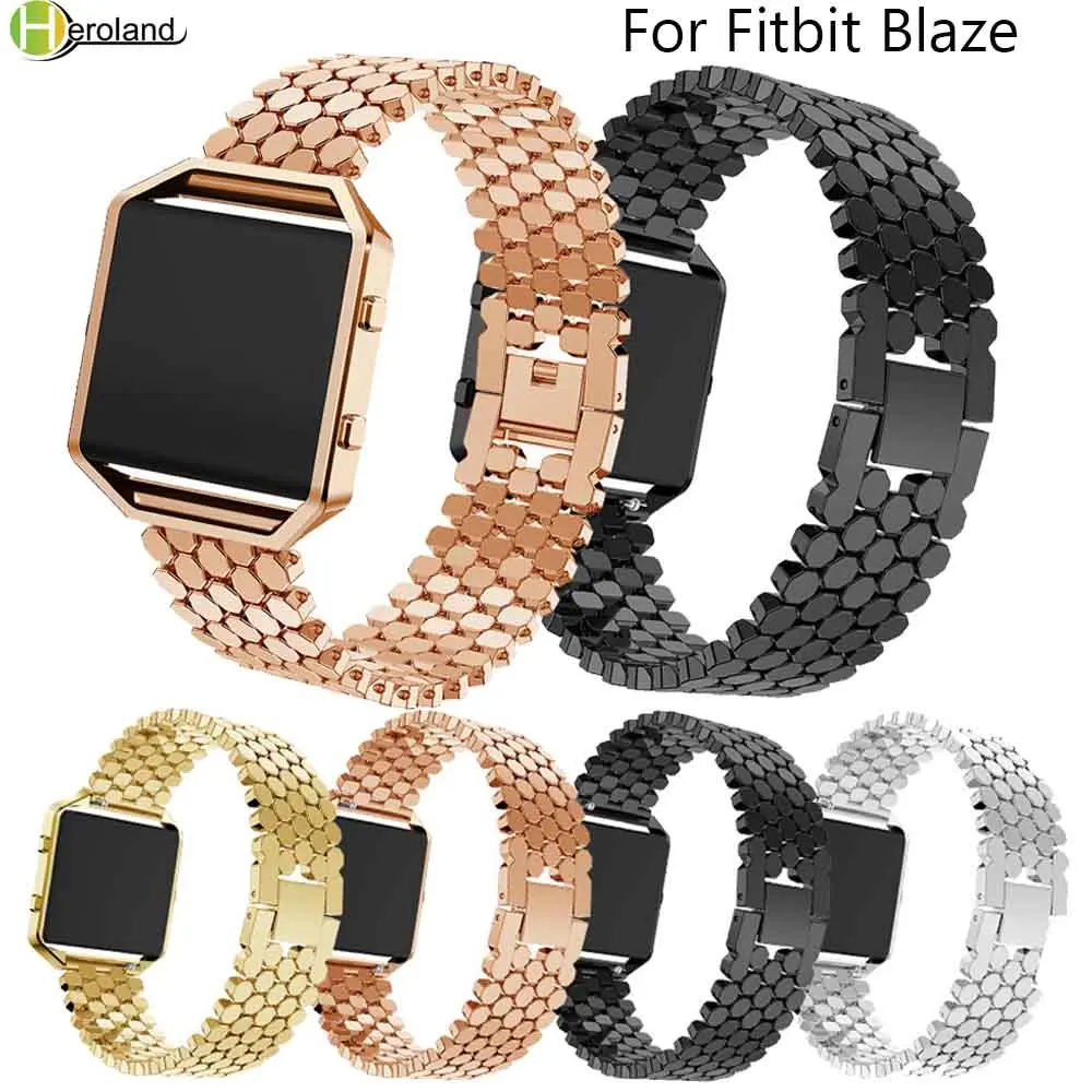 

23mm luxury Stainless Steel watch Band For Fitbit Blaze smart Accessories replacement metal Watchbands WristStrap without frame