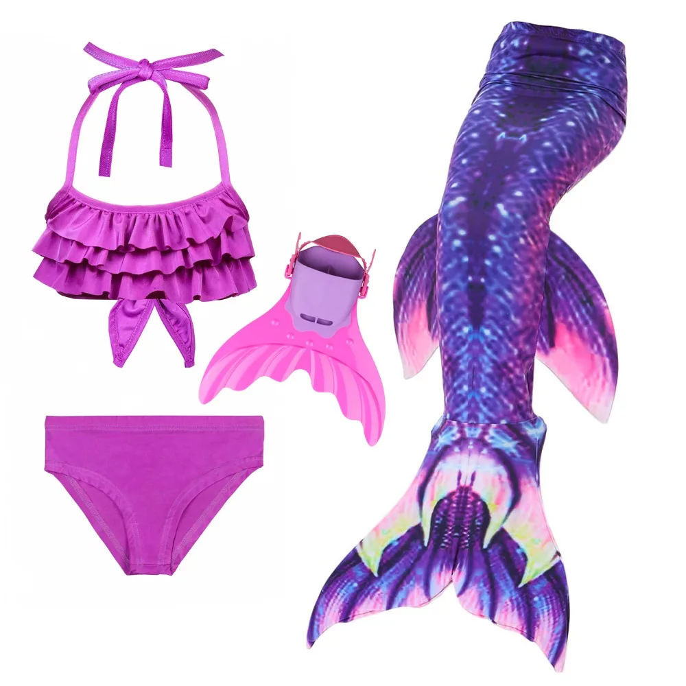 

4Pcs/14 Styles Little Children Mermaid Tails for Swimming with Wavy Fin Costume Mermaid Swimsuit Girls Bathing Suit Cosplay