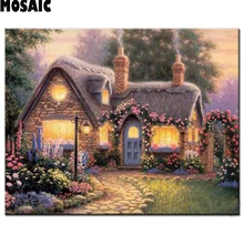 5d diy Алмазная картина "садовый домик" вышивка крестиком на заказ фото Алмазная вышивка квадратная круглая дрель вид дома Декор для дома
