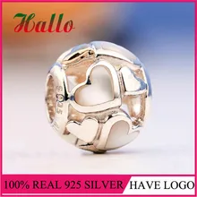 Светящееся очарование сердца Fit 925 стерлингового серебра оригинальные браслеты breloques plata de ley Подвески Серебро 925