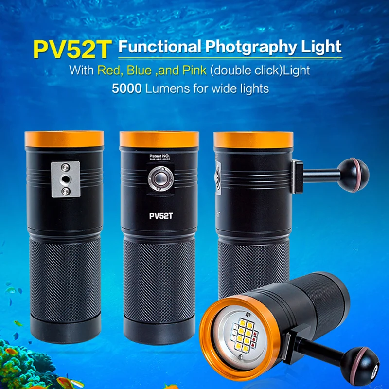 Nite подводный фонарик PV52T фонарь для телефона для TG5 Gopro RX100 Canon Камера корпус для подводной съемки с аксессуары факел