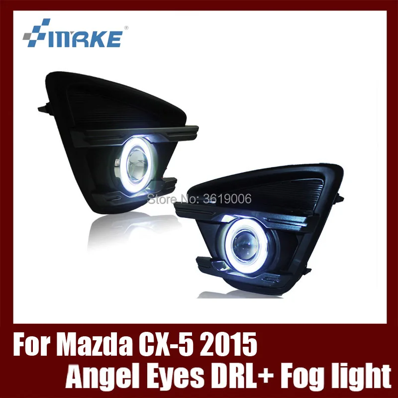 For Mazda CX 5 2013 2015 Fog Lamp Assembly LED Day Light COB Angel Eyes