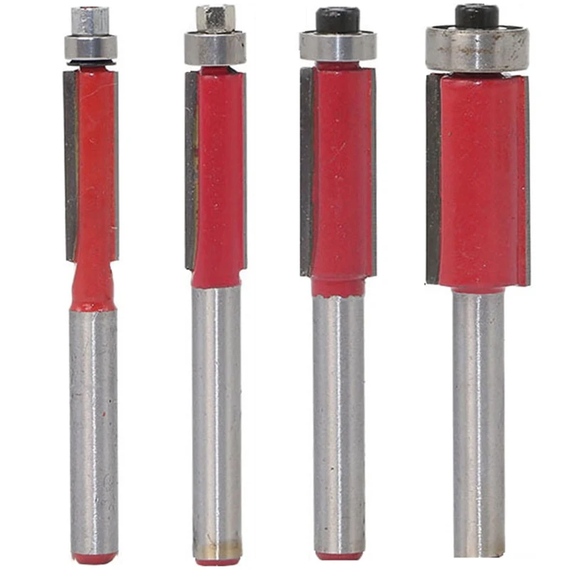 4 Size/set End Dual Flutes Straight Shank Trim Cutters Ball Bearing