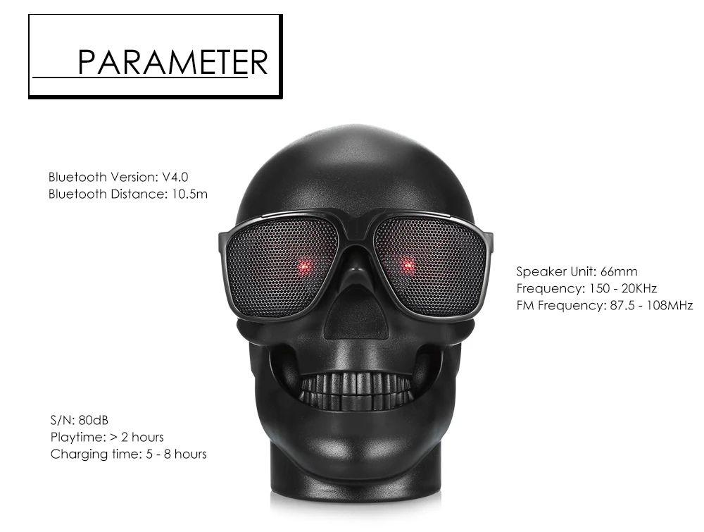 Newest M29 Skull Shape Wireless Bluetooth Speaker Sunglass NFC Mobile Subwoofer Multipurpose Cool | Электроника