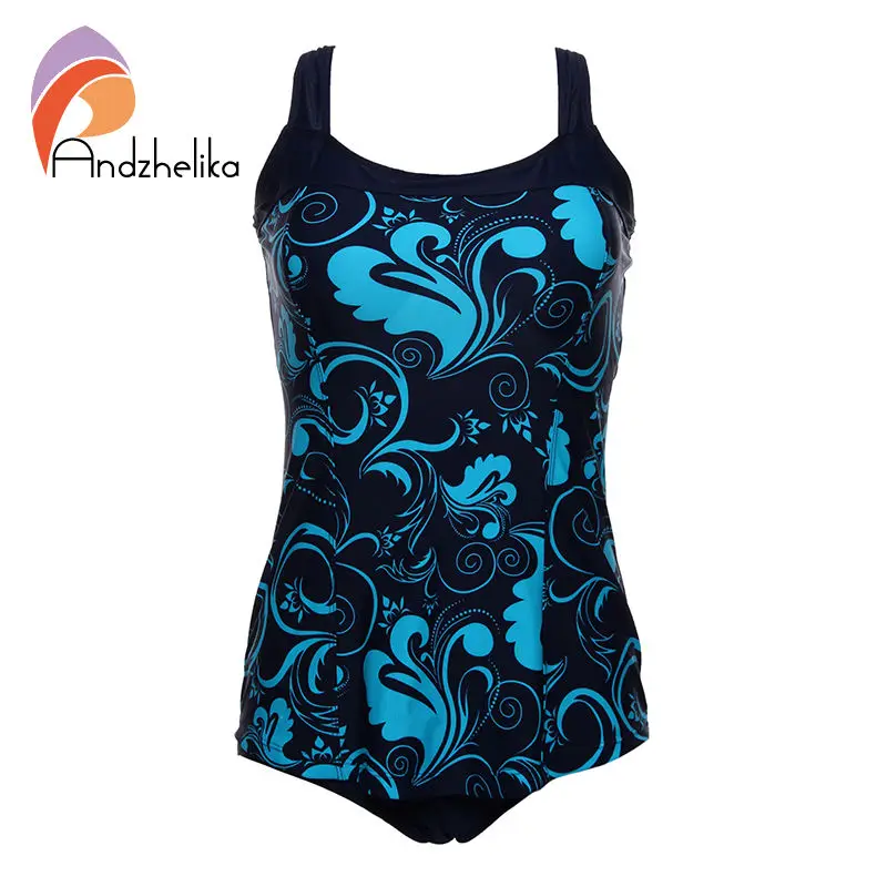 Andzhelika One Pieces Swimsuit 2017 New Plus Size Swimwear Print Bodysuit Vintage Retro Bathing Suits Swimming