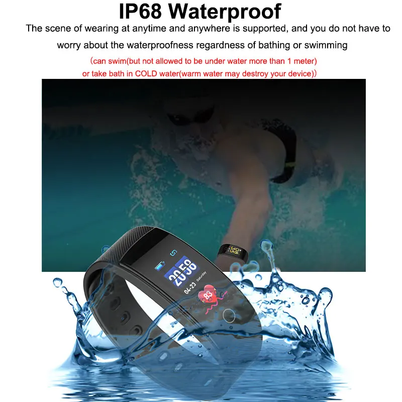 BOAMIGO smart watches bluetooth Smart Bracelet Wristband Heart Rate message Reminder Sleep Monitoring for IOS Android phone