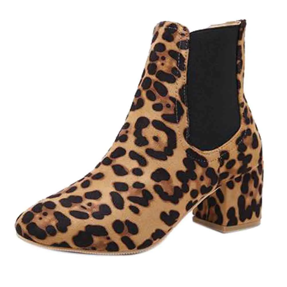 leopard print chunky heels
