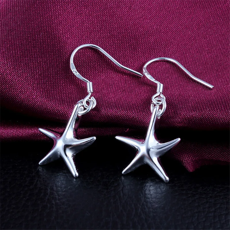 Fashion-Starfish-Earrings-Silver-Color-Star-Hook-Earrings-Stars-Drop-Earrings-Dangle-Earrings-Jewelry-Drop-Shipping