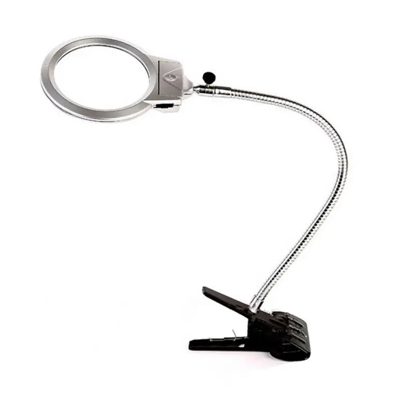 New Lighted Magnifier Clip On Table Top Desk LED Lamp ...