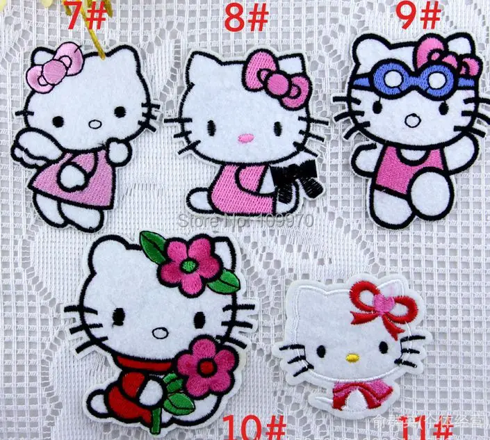 Нашивки Hello kitty с утюгом, нашивки с вышивкой для одежды, железные нашивки на ткани, 550 шт, DHL/EMS