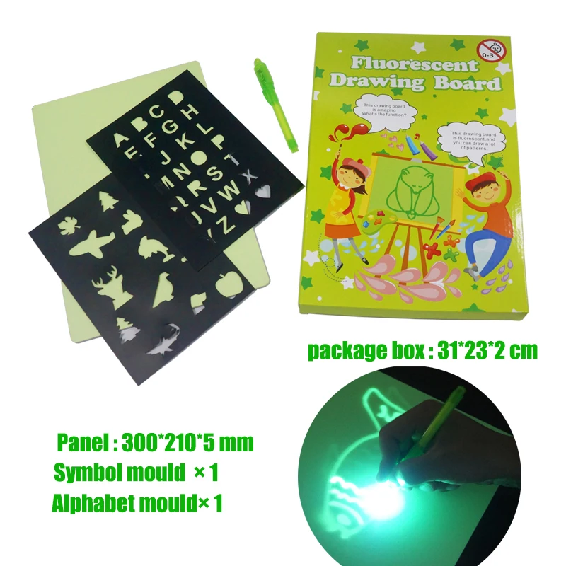 

A4 Draw with Light in Dark Children Kids Funny Toy Drawing Board Set In Box Russian Language 2019 Boys Girls Toy