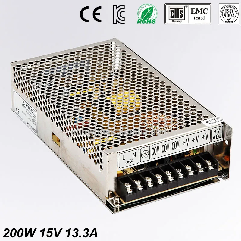 

Universal15V13.3A 200W Regulated Switching Power Supply Transformer100-240V AC to DC For LED Strip Light Lighting CNC CCTV MOTOR