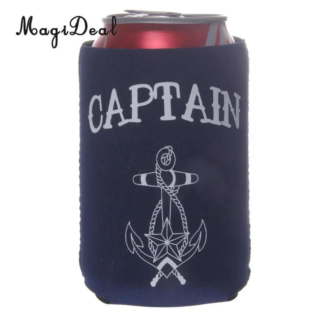 2 Pair Captain First Mate Anchor Beer Soda Can Cooler Insulation Neoprene Sleeve Holder Wedding Favor