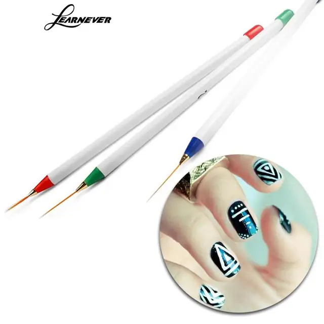 Learnever 3pcs Set Professinal Nail Art Drawing Striping Liner Pen Learnever 3pcs Set Professinal Nail Art Drawing Striping Liner Pen Brush Tools Polish