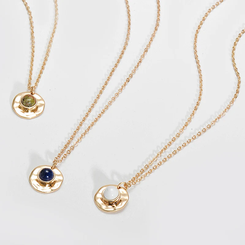 

Ethnic Natural Stone Choker Necklaces & Pendants For Women Girls Boho Gold Round Charm Chain Necklace Jewelry Friend Gifts