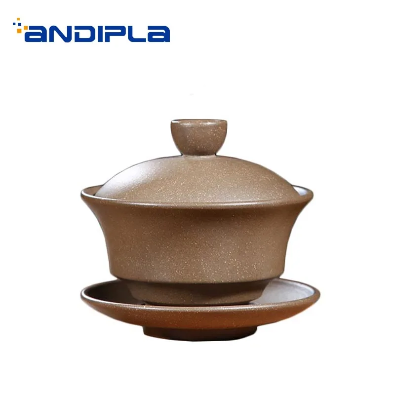 

150ml Yixing Zisha Gaiwan Handmade Natural Purple Clay Tea Bowl with Lid Saucer Kit Tea Maker Vintage Drinkware Teaware Decor