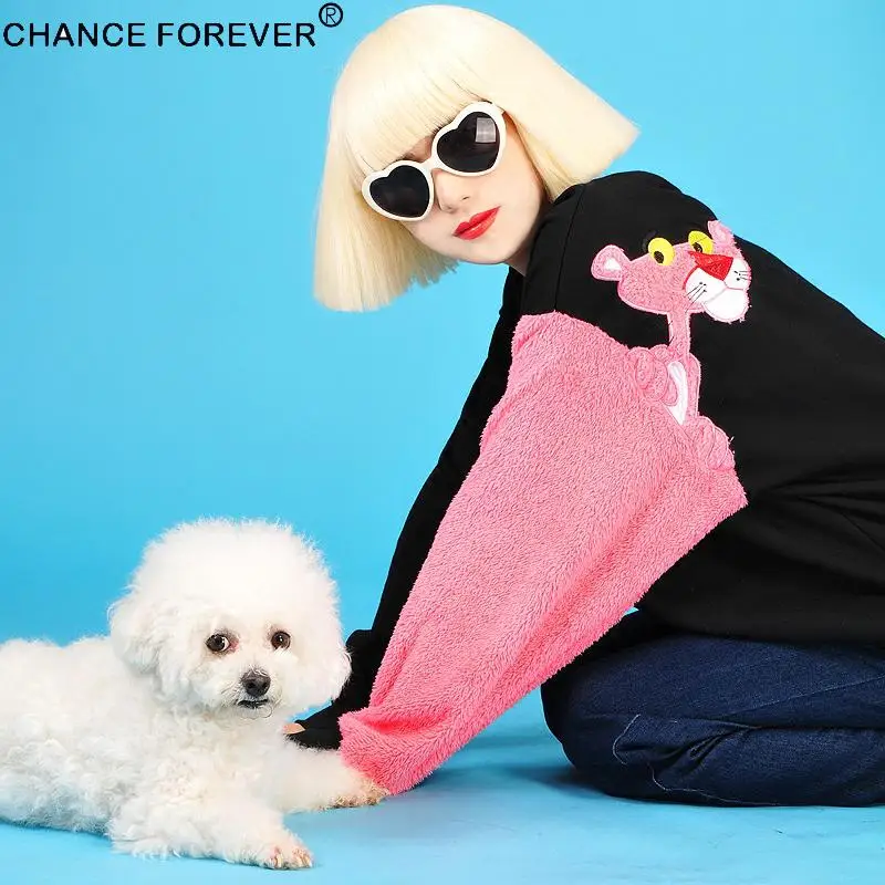 Розовая пантера искусственный мех для женщин Винтаж Harajuku Kpop Лоскутная Толстовка