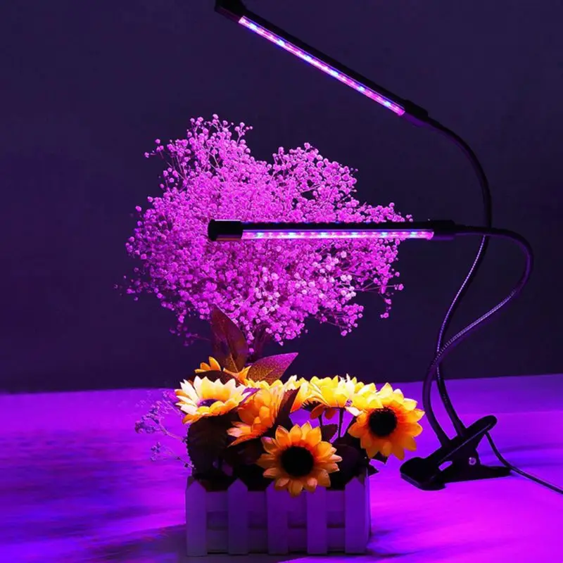 USB гаджеты 5 В USB регулируемые двухголовые светодиодные лампы для выращивания растений с функцией синхронизации для комнатных цветочных растений