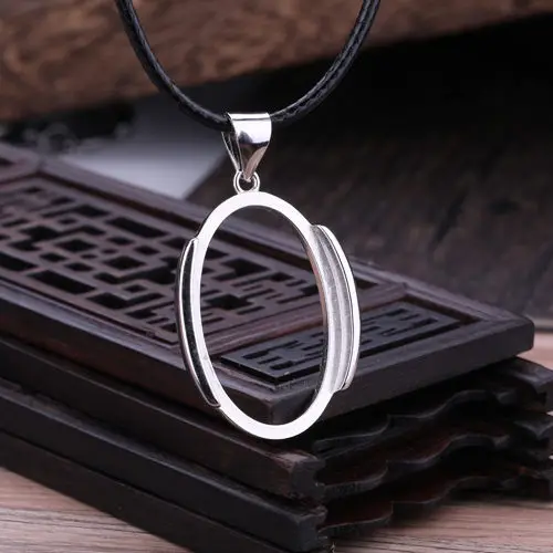 

925 Sterling Silver Women Pendant 20x30mm Oval Cabochon Semi Mount Pendant for Amber Lapis Lazuli DIY Stone Setting Fine Jewelry