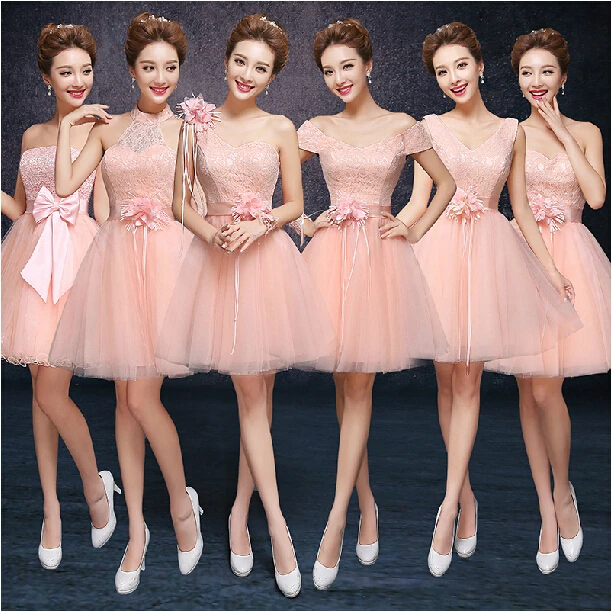 Occasion Elegant V Neck Lace Formal Trendy Peach Colored Bridesmaid Occasion Elegant V Neck Lace Formal Trendy Peach Colored Bridesmaid Dresses Brides Maid Princess Tulle Ball