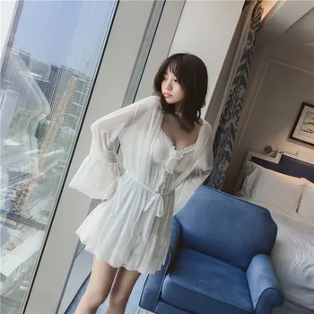 

Sexy Women Lace Nightgown Robes Set Bathrobe Sets Sexy Nightdress Bridesmaid Robes Set Peignoir Wedding Robe