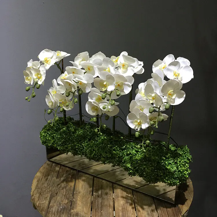 Искусственная Орхидея, настоящее прикосновение, белая Орхидея, цвет, украшение для дома, цветочное искусство, без вазы