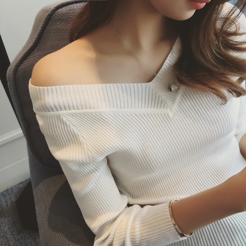 2019V necktie sweater women feel shoulder long sleeve underclothes on clothes