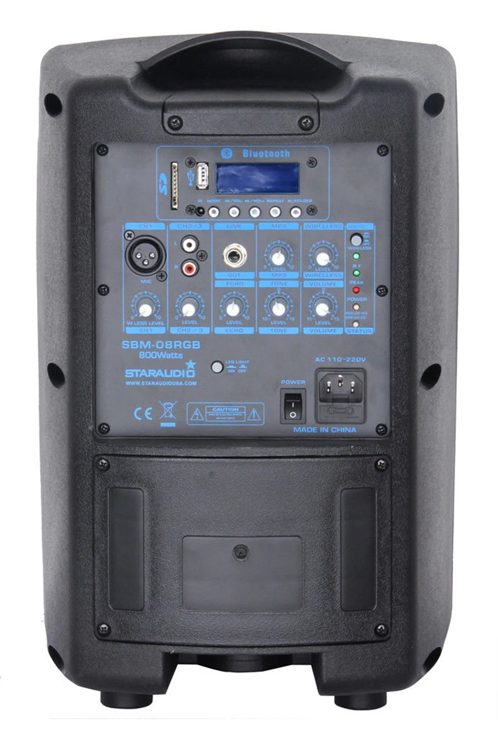STARAUDIO Pro 800 Вт 8 &quotPA DJ SD BT USB MP3 Powered Stage Active RGB Light Speaker 1CH UHF Handheld Wireless Mic SBM 08RGB|battery